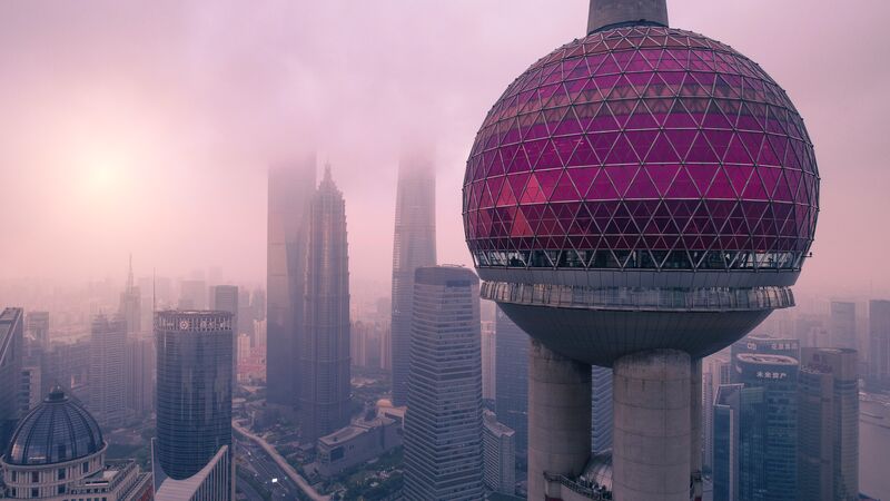 Oriental Pearl Tower in Shanghai China. The metal coating of this tower is in Kynar 500